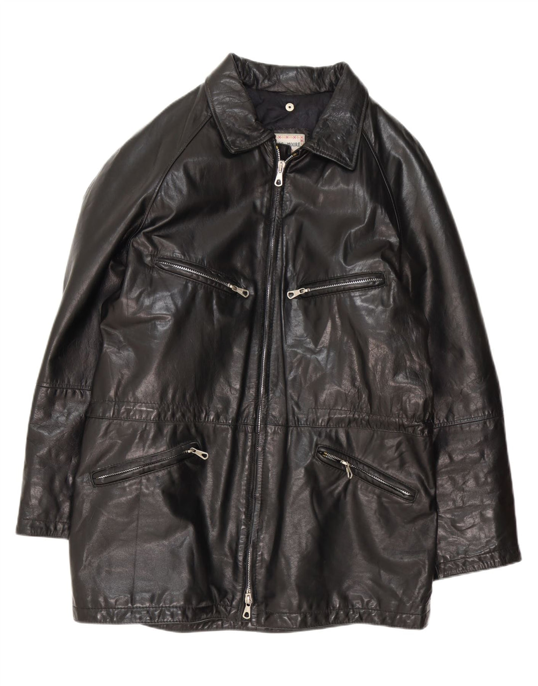 MORE & MORE  Mens Leather Coat UK 40 Large Black Leather
