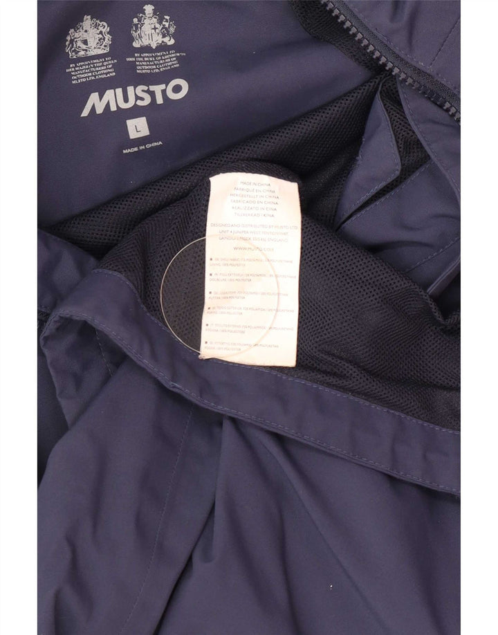 Musto Mens Hooded Rain Jacket UK 40 Large Navy Blue Polyester