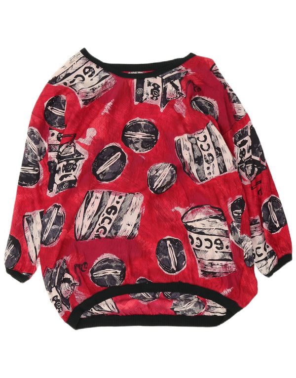 Vintage Womens Oversized Abstract Pattern Blouse Top UK 18 XL Red