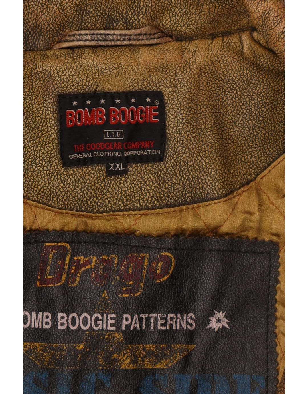 BOMB BOOGIE Mens Leather Jacket UK 44 2XL Brown Leather Biker