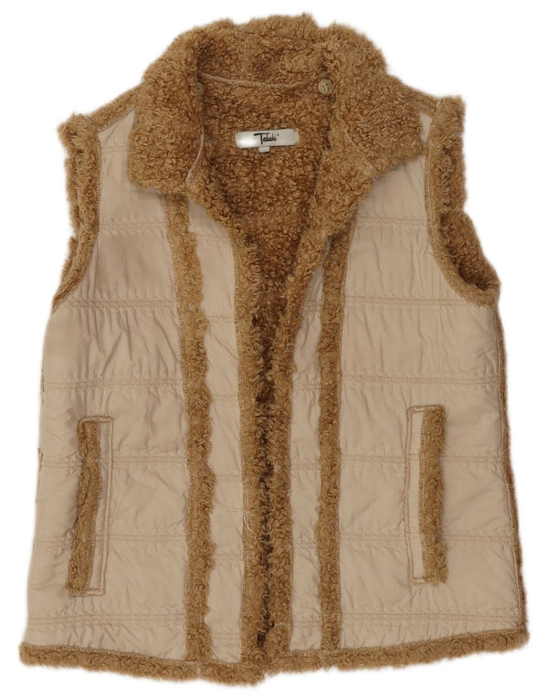 Tadashi Womens Sherpa Gilet UK 10 Small Beige Viscose