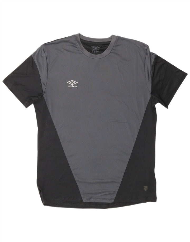 UMBRO Mens T-Shirt Top Large Black Colourblock Polyester