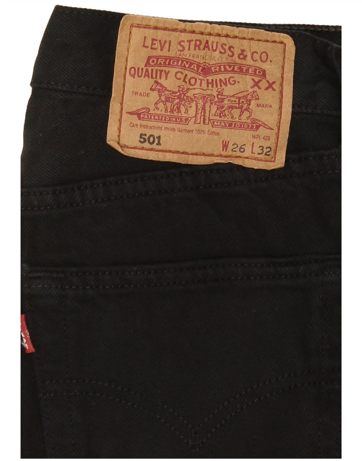LEVI'S Mens 501 Straight Jeans W26 L32 Black Cotton