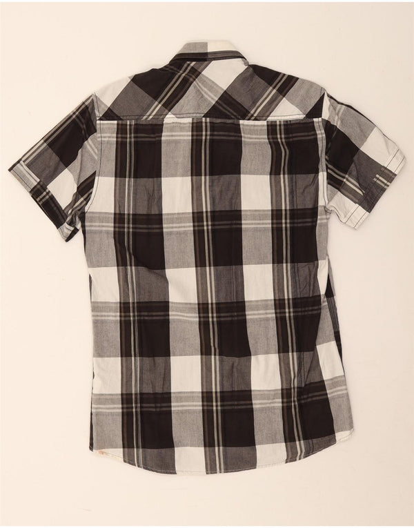 Jack & Jones Mens Short Sleeve Shirt Medium Black Check Cotton