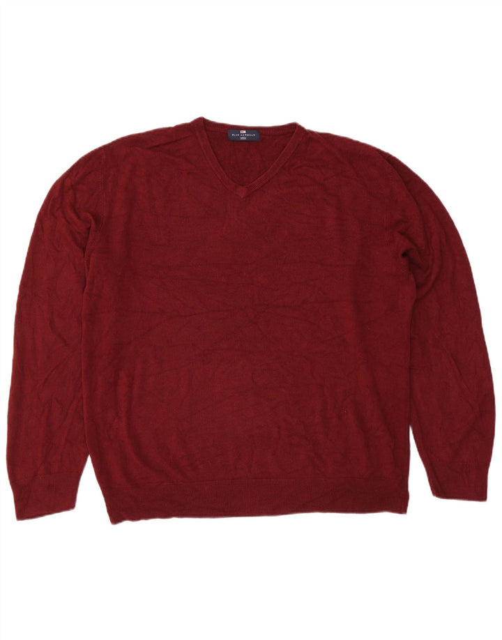 Marks & Spencer Mens Blue Harbour V-Neck Jumper Sweater 2XL Burgundy