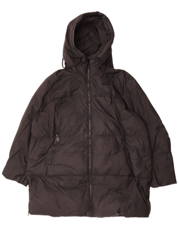 Zara Womens Hooded Oversized Padded Coat UK 14 Medium Black Polyamide