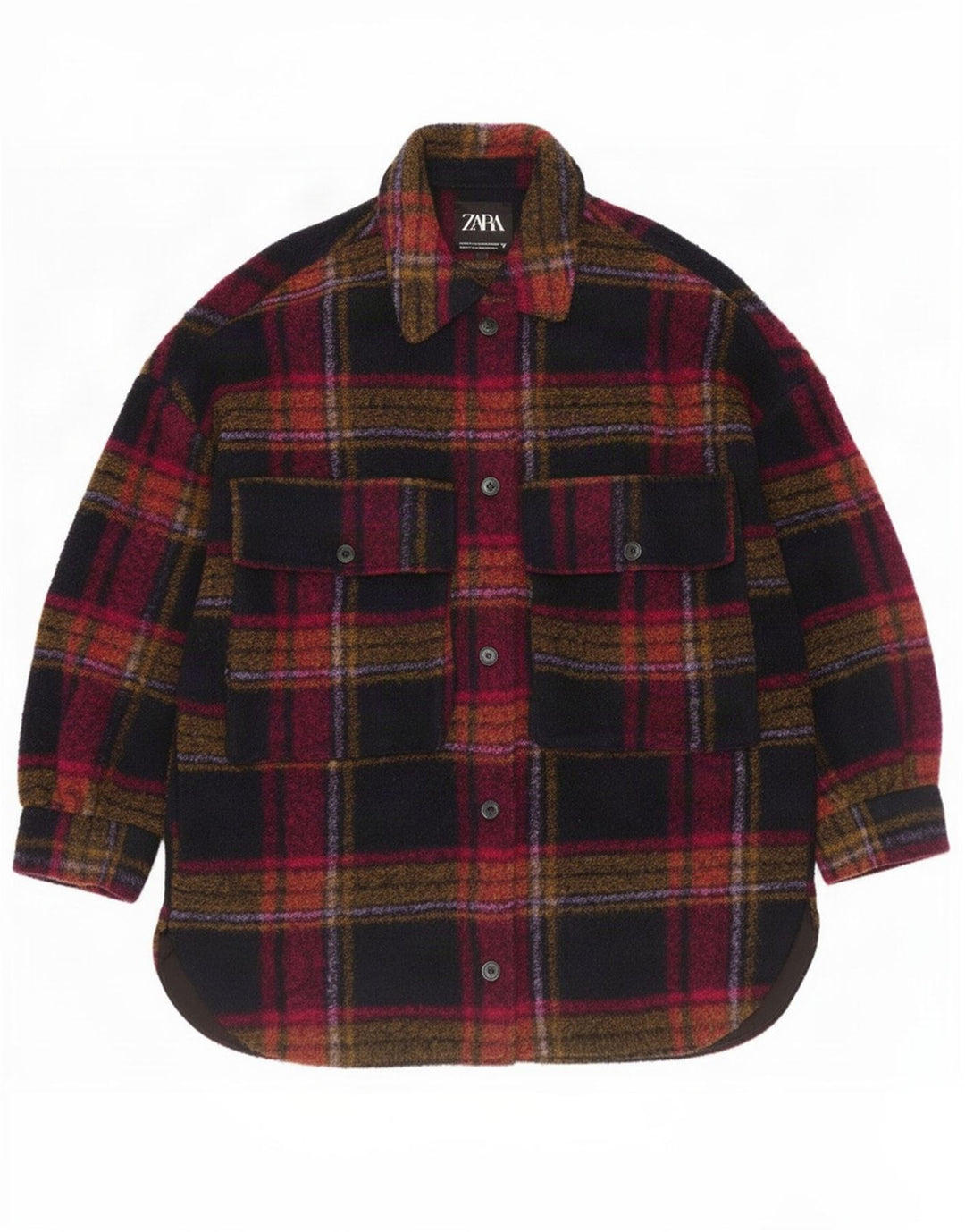 Zara Womens Oversized Shacket Jacket UK 14 Medium Multicoloured Check