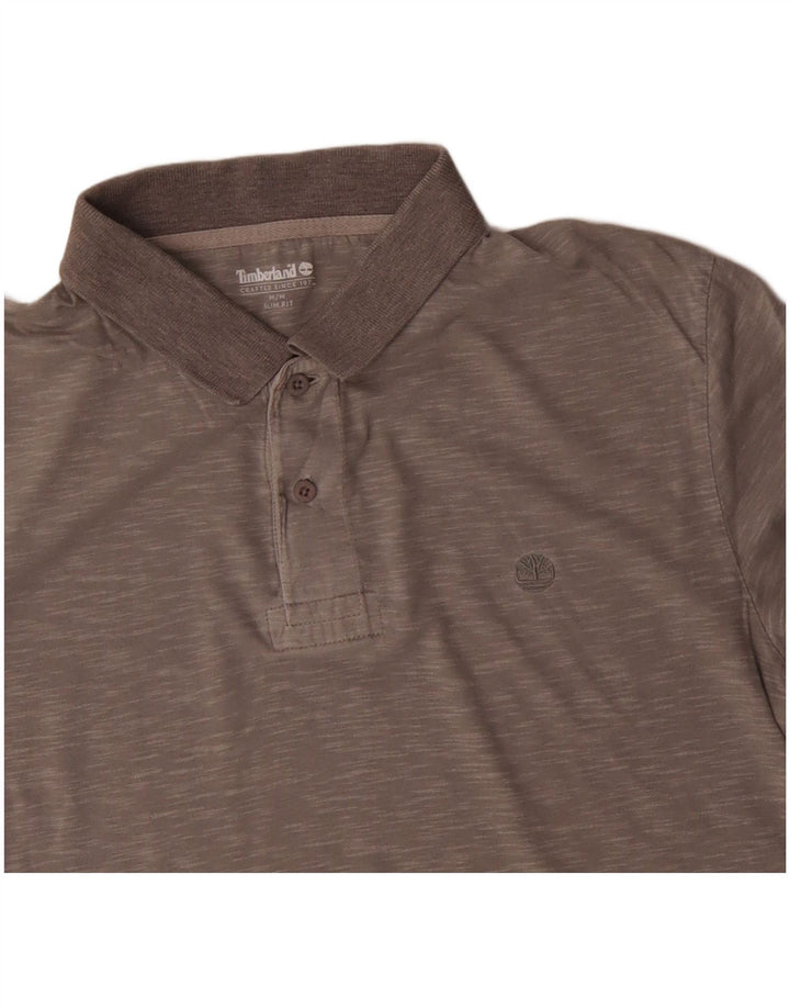 TIMBERLAND Mens Slim Fit Polo Shirt Medium Grey Flecked Cotton