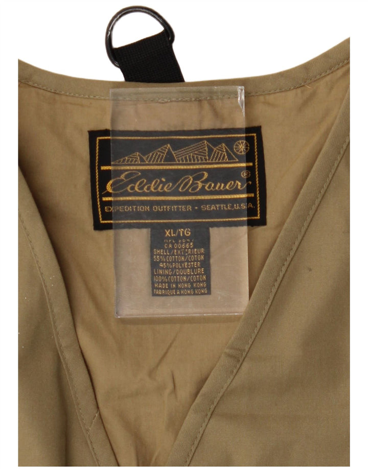 EDDIE BAUER Womens Oversized Utility Gilet UK 18 XL Beige Cotton
