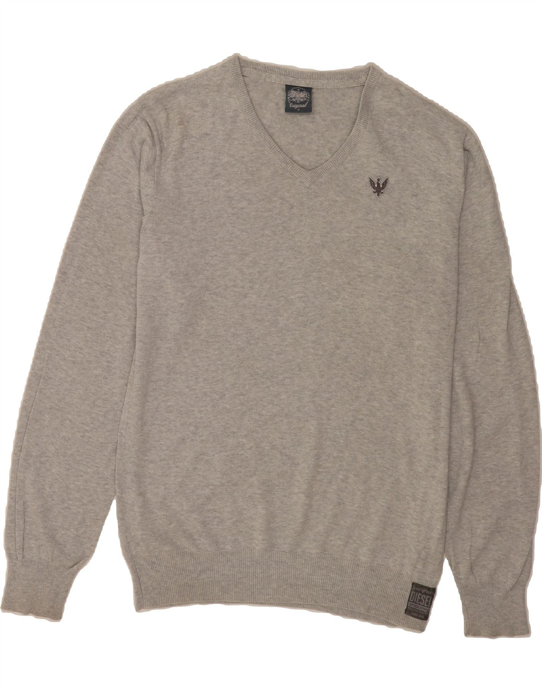DIESEL Mens V-Neck Jumper Sweater Small Grey Cotton Vintage Diesel and Second-Hand Diesel from Messina Hembry 