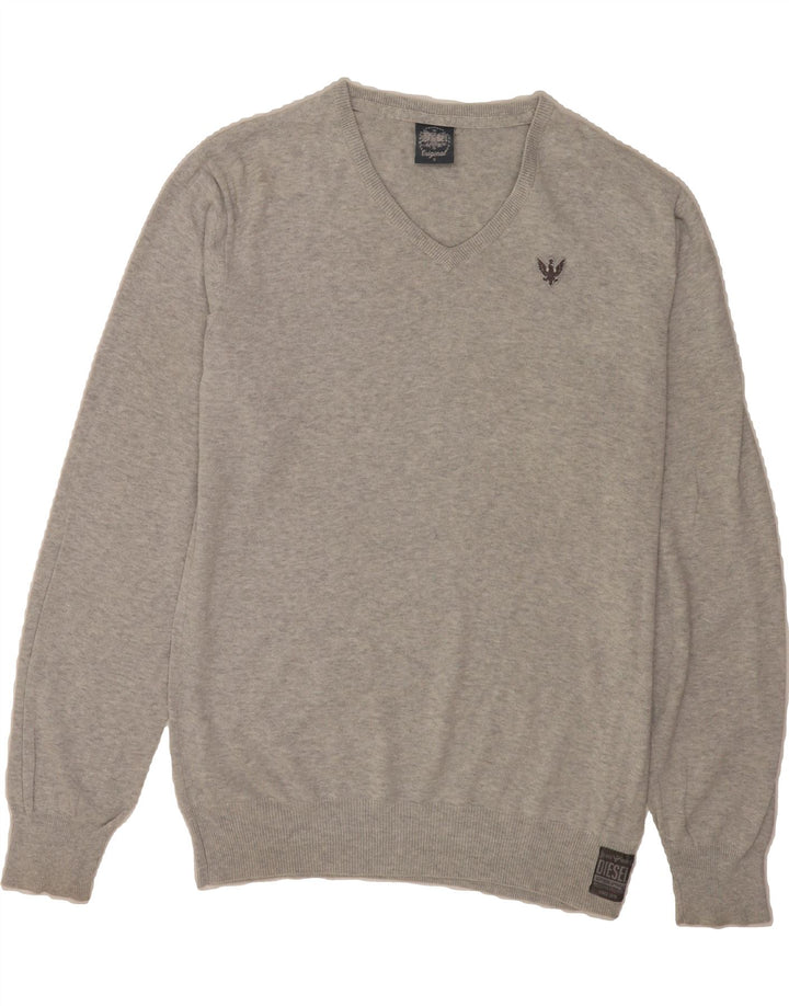 DIESEL Mens V-Neck Jumper Sweater Small Grey Cotton Vintage Diesel and Second-Hand Diesel from Messina Hembry 