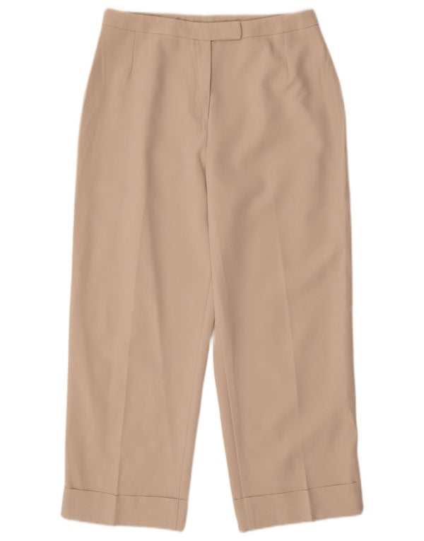 Marks & Spencer Womens Straight Cropped Trousers UK 12 Medium W30 L24 Beige