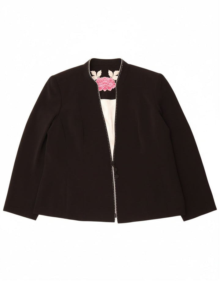 JAQUES VERT Womens 3 Button Blazer Jacket UK 20 2XL Black Polyester