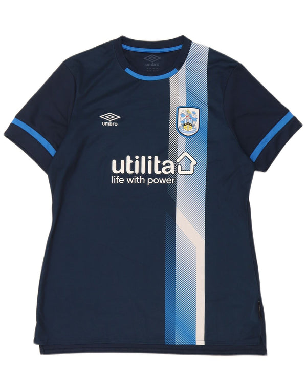 Umbro Womens Graphic T-Shirt Top UK 14 Large Navy Blue Striped Polyester