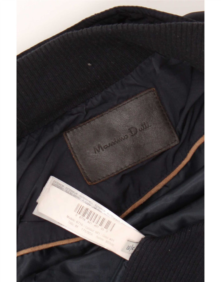 Massimo Dutti Womens Quilted Jacket EU 38 Medium Navy Blue Colourblock