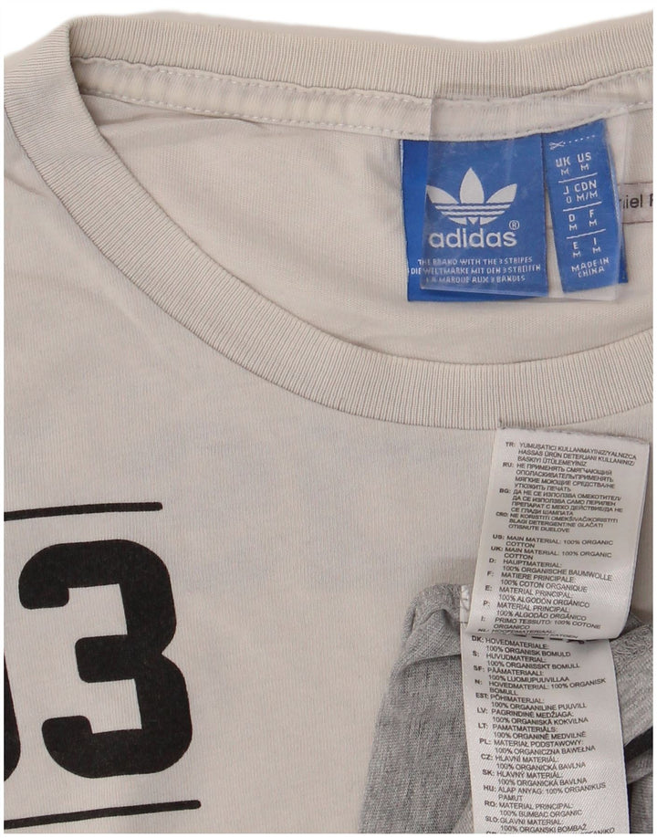 ADIDAS Mens Originals Graphic T-Shirt Top Medium Grey Colourblock Cotton