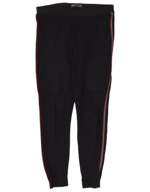 Marks & Spencer Womens Leggings UK 12 Medium Black Striped Viscose