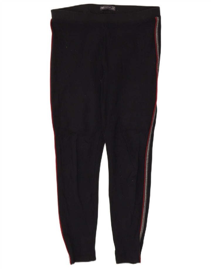 Marks & Spencer Womens Leggings UK 12 Medium Black Striped Viscose