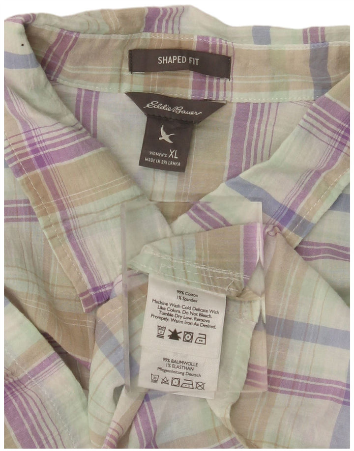 EDDIE BAUER Womens Shaped Fit Shirt UK 18 XL Multicoloured Check