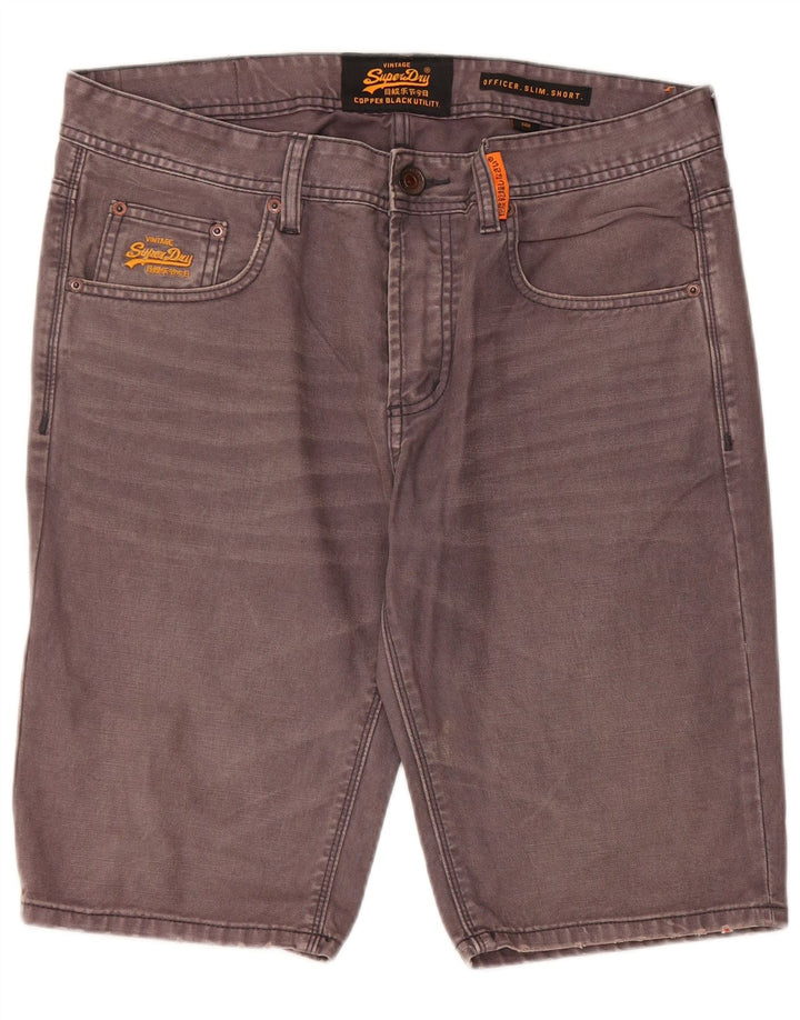 SUPERDRY Mens Slim Fit Denim Shorts W34 Large Grey Cotton