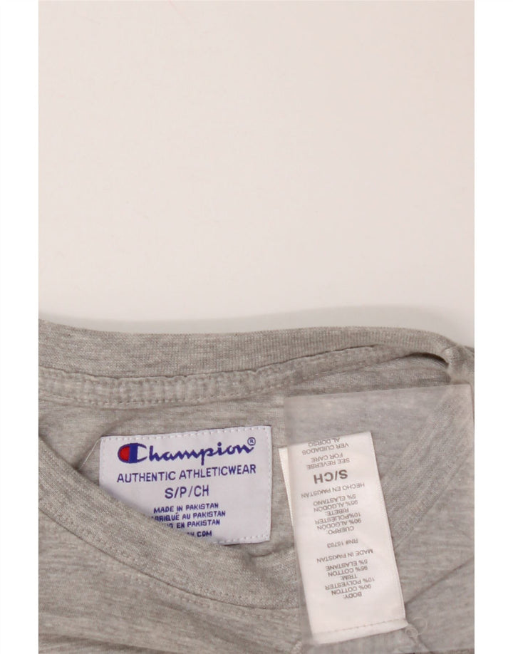 CHAMPION Womens Crop Graphic T-Shirt Top UK 10 Small Grey Cotton