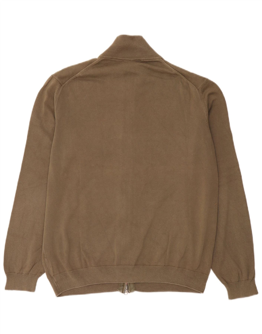 Massimo Dutti Mens Cardigan Sweater Large Khaki Cotton