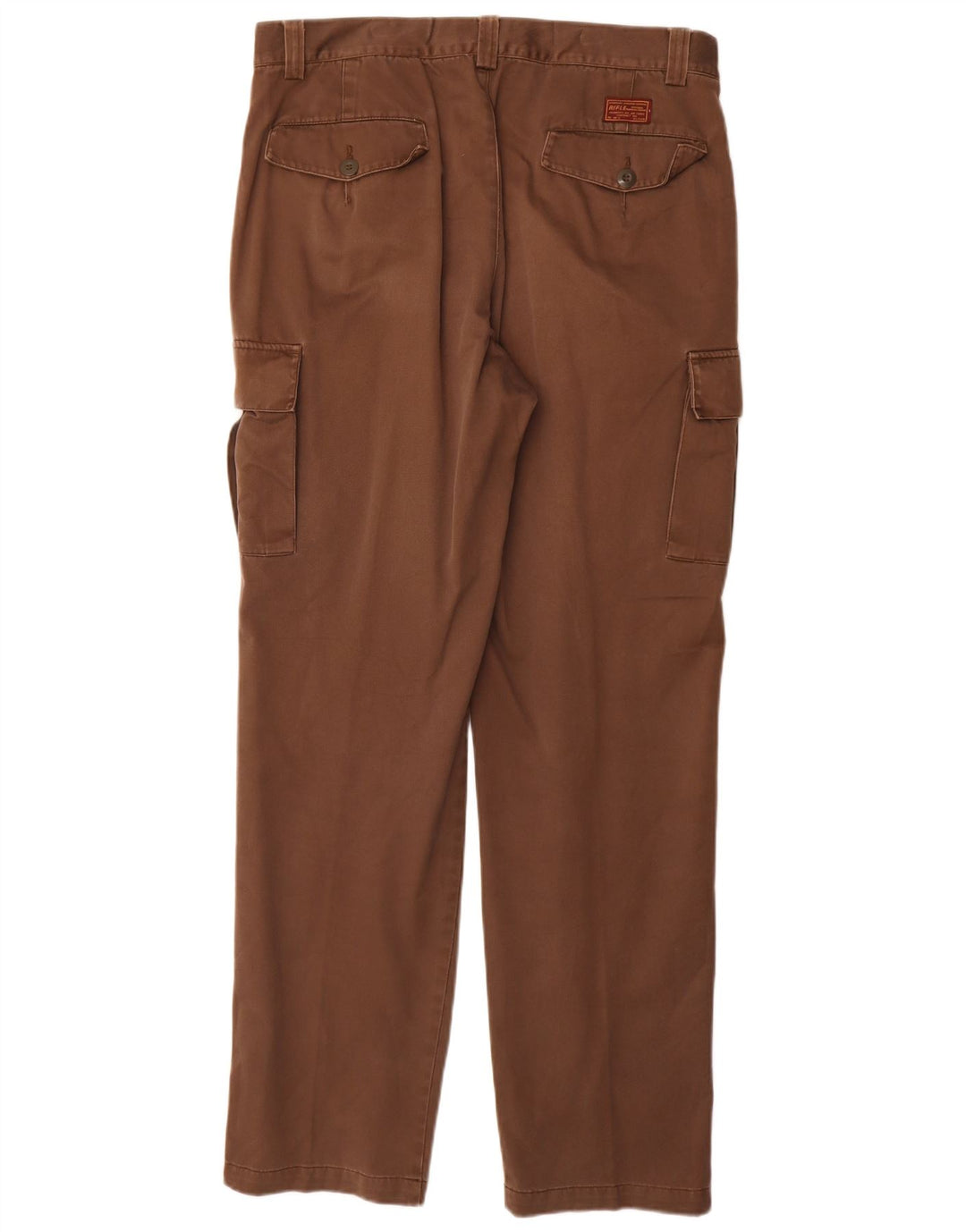 Rifle Mens Straight Cargo Trousers W36 L34 Brown Cotton