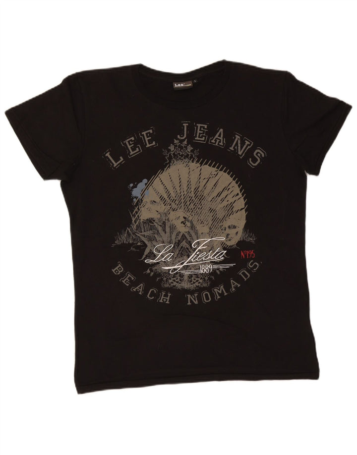 Lee Mens Graphic T-Shirt Top Large Black Cotton
