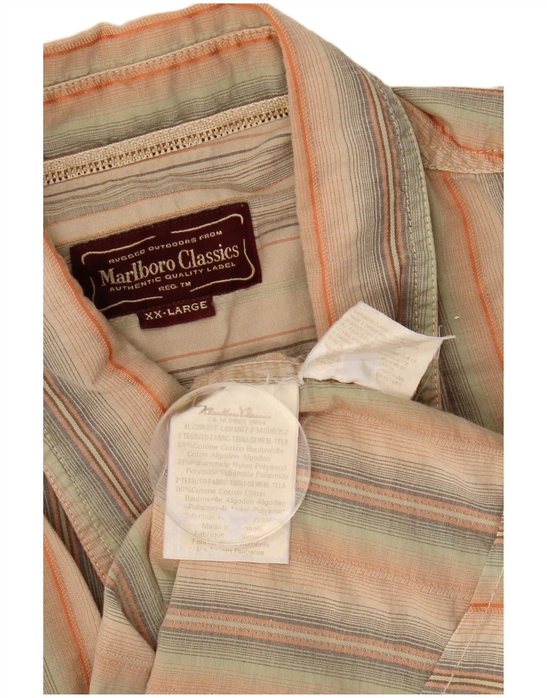 MARLBORO CLASSICS Mens Short Sleeve Shirt 2XL Multicoloured Striped Cotton