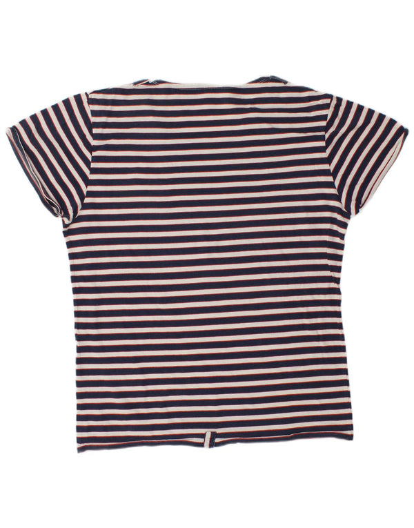 Scotch & Soda Mens T-Shirt Top Large Navy Blue Striped Cotton