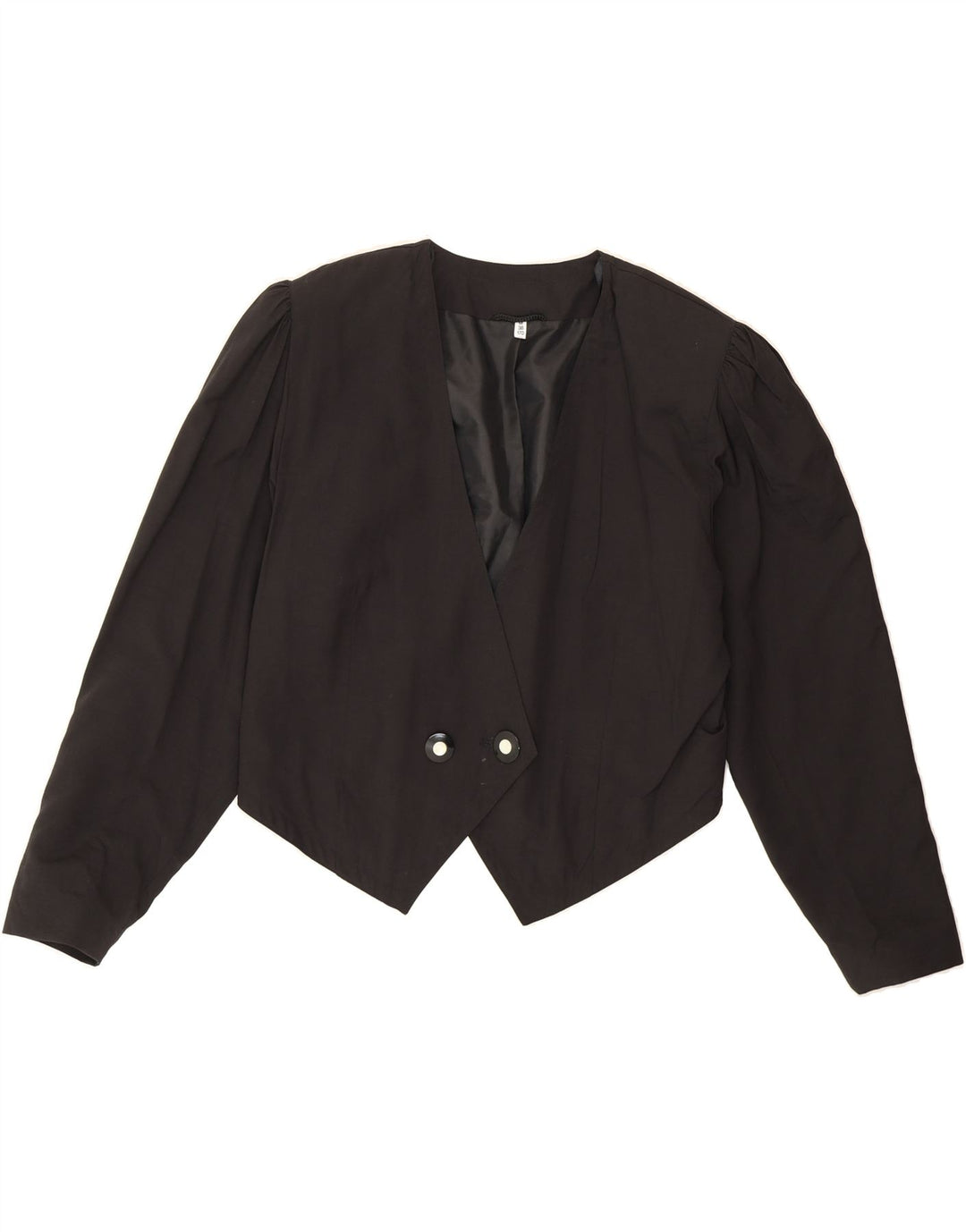 VINTAGE Womens Crop Double Breasted Blazer Jacket EU 38 Medium Black Vintage Vintage and Second-Hand Vintage from Messina Hembry 