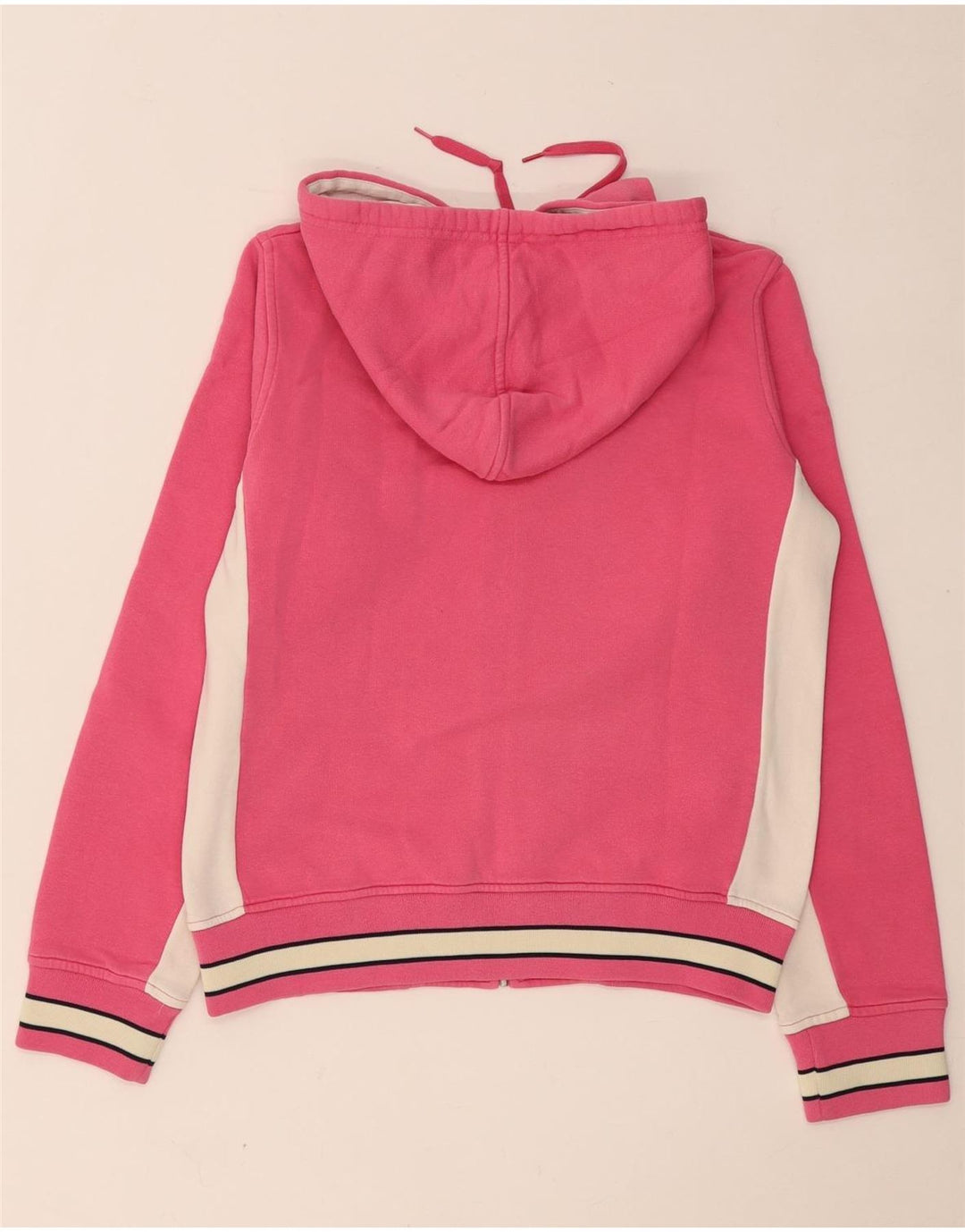 KAPPA Womens Zip Hoodie Sweater UK 14 Large Pink Colourblock Cotton