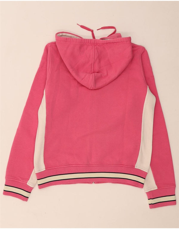 KAPPA Womens Zip Hoodie Sweater UK 14 Large Pink Colourblock Cotton