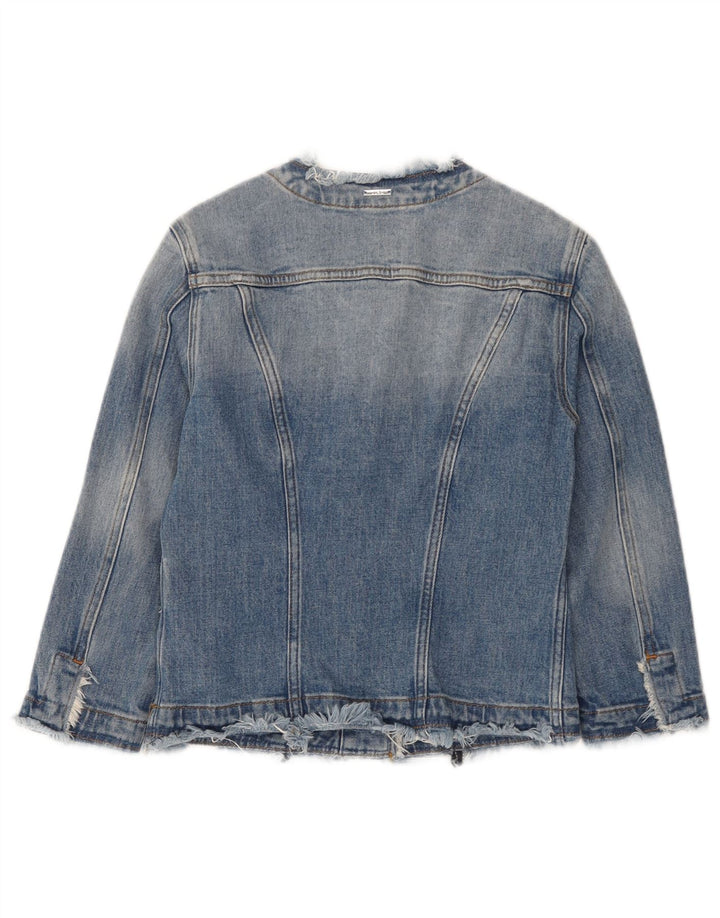 Liu Jo Womens Crop Denim Jacket UK 8 Small Blue Cotton