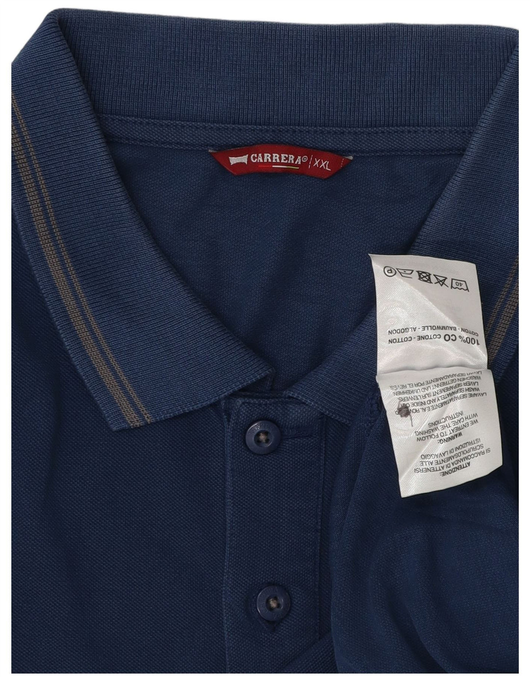 Carrera Mens Polo Shirt 2XL Blue Cotton