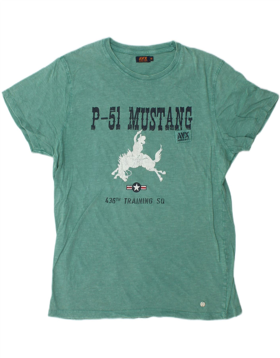 AVIREX Mens Graphic T-Shirt Top Medium Green Cotton