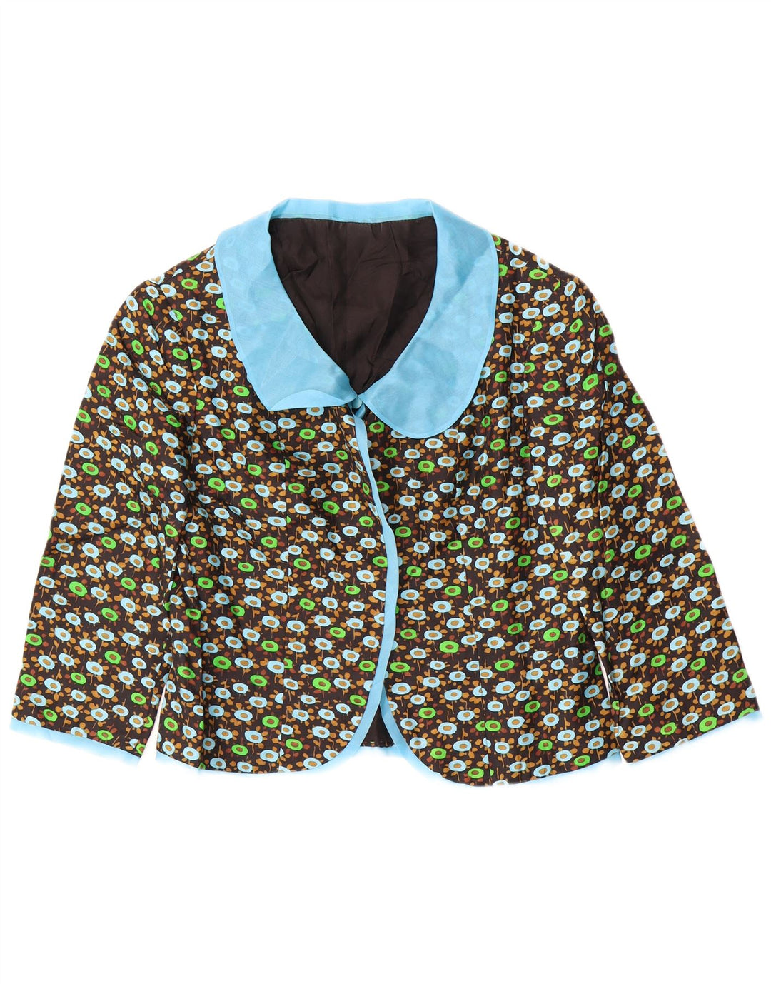 VINTAGE Womens 3/4 Sleeve 2 Piece Set UK 14 Medium Black Floral