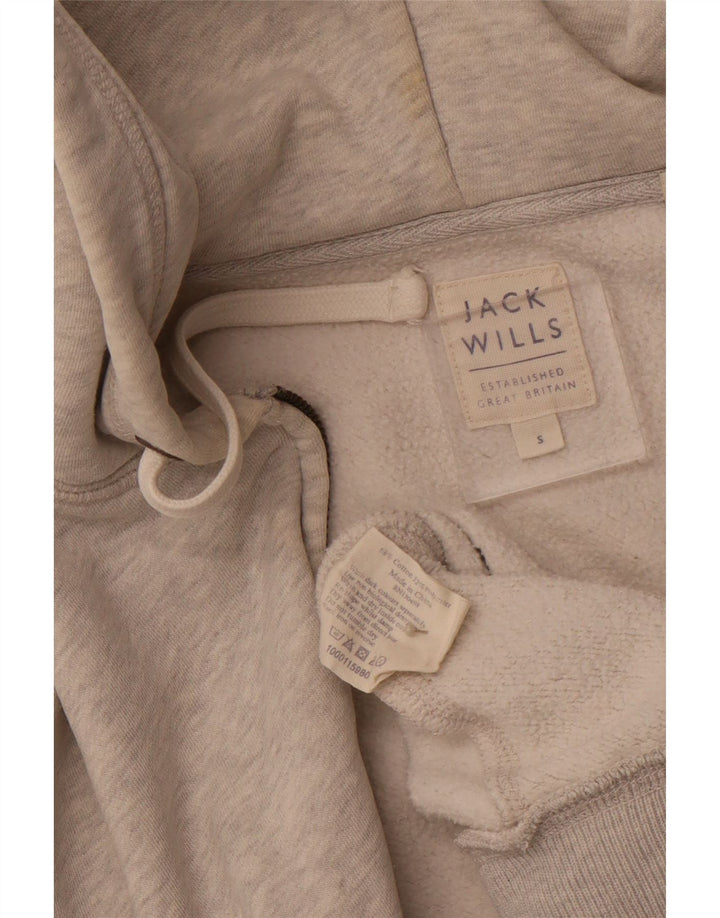 JACK WILLS Mens Zip Hoodie Sweater Small Grey Cotton