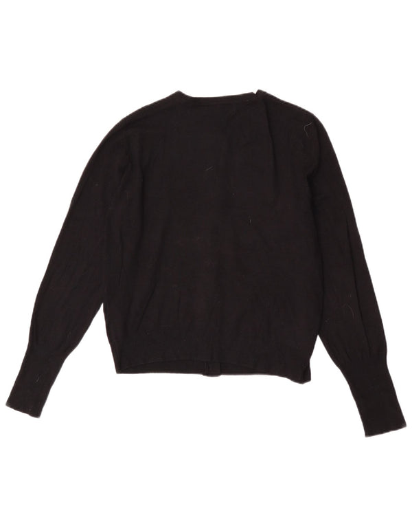 Marks & Spencer Womens Crop Cardigan Sweater UK 12 Medium Black Viscose