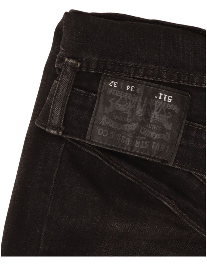 Levi's Mens 511 Slim Jeans W34 L32 Black Cotton
