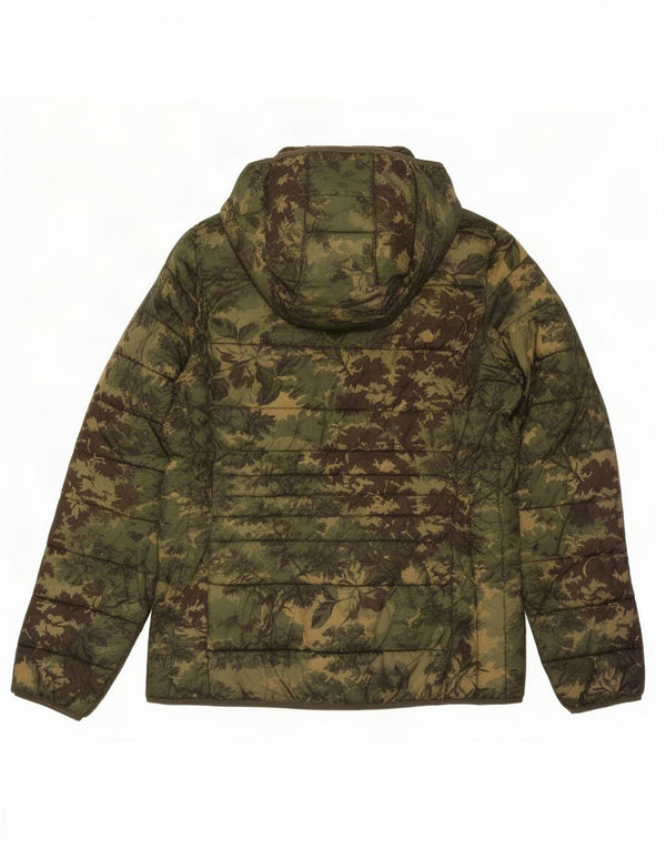 Abercrombie & Fitch Mens Hooded Padded Jacket UK 38 Medium Khaki Camouflage