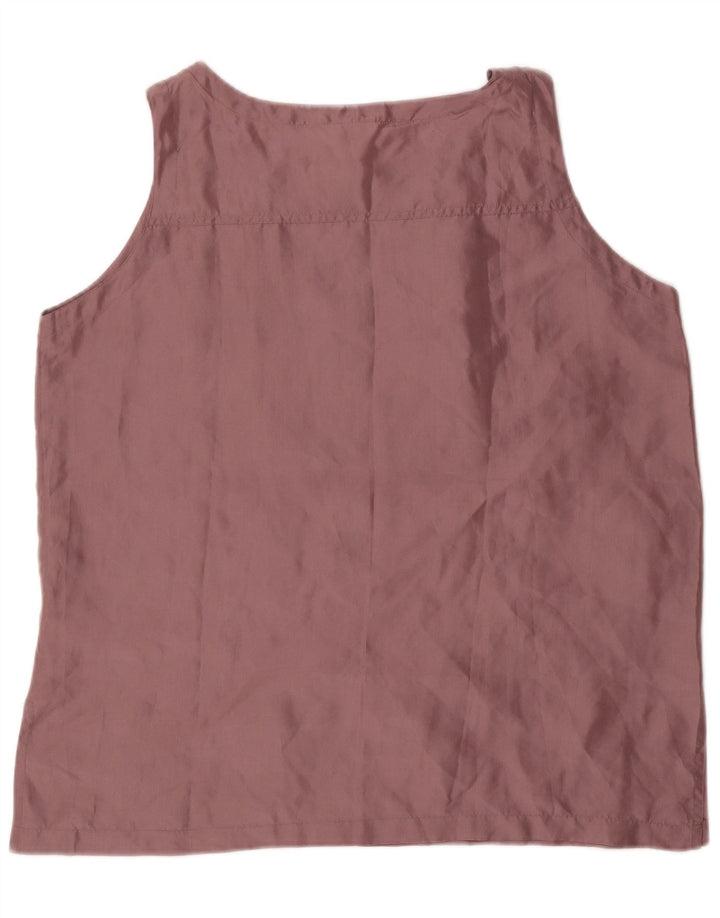 New Fast Womens Sleeveless Blouse Top IT 48 XL Burgundy Silk