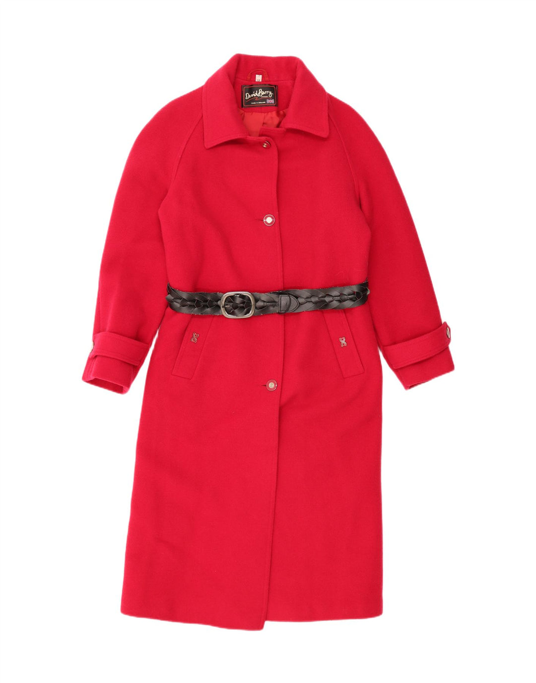 DAVID BARRY Womens Overcoat UK 12 Medium Red Virgin Wool Vintage David Barry and Second-Hand David Barry from Messina Hembry 