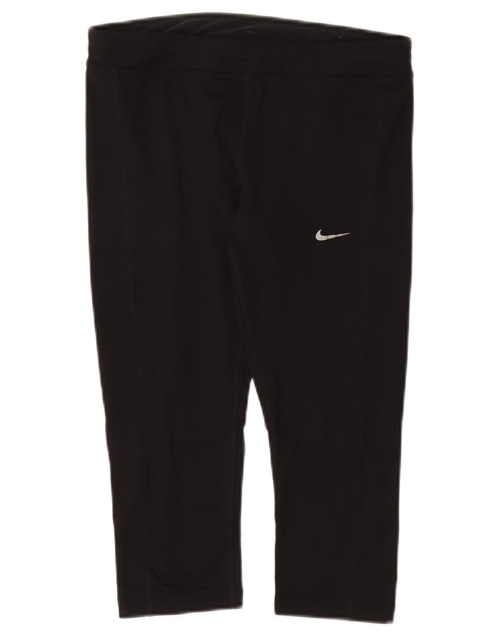 NIKE Womens Dri Fit Capri Leggings UK 12 Medium  Black Polyester
