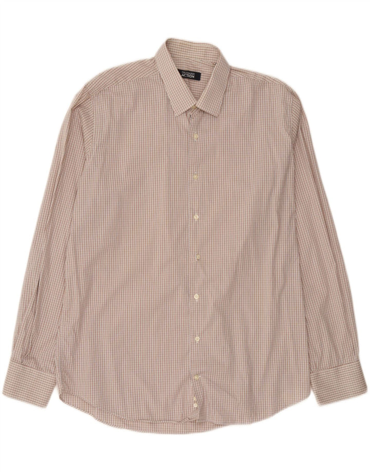 Trussardi Mens Shirt Size 43/44 XL Brown Gingham