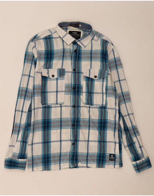 Jack & Jones Mens Shirt Large Blue Check Cotton