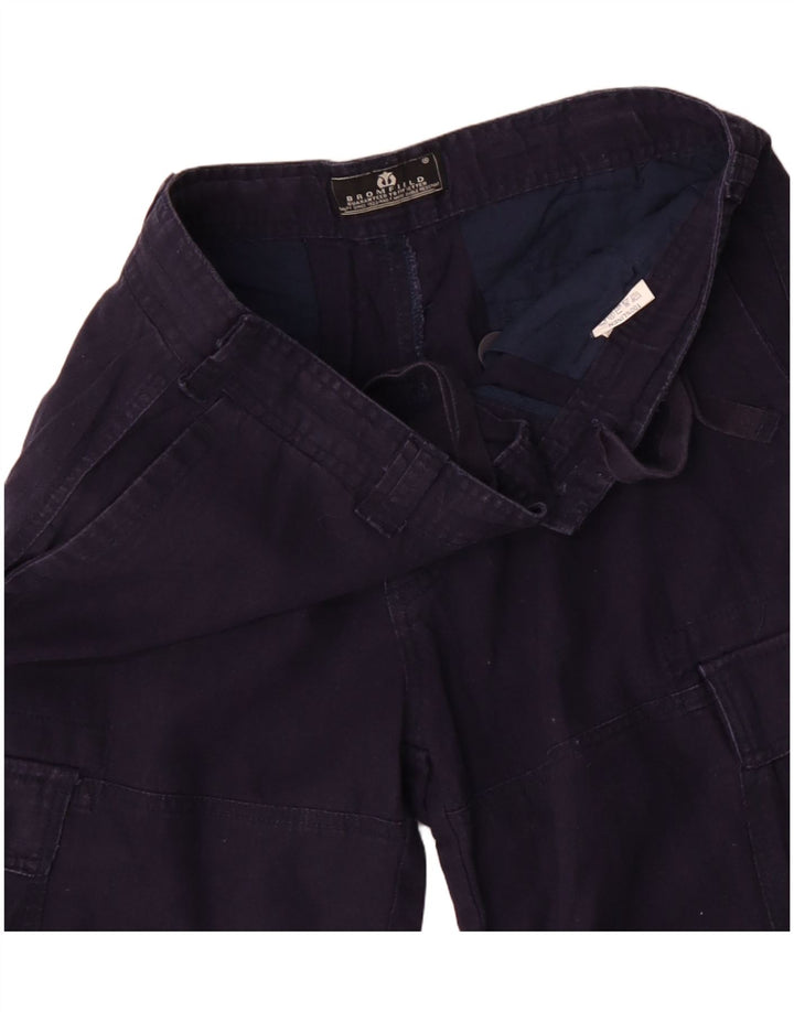 Bromfield Mens Cargo Shorts W32 Medium Navy Blue Linen