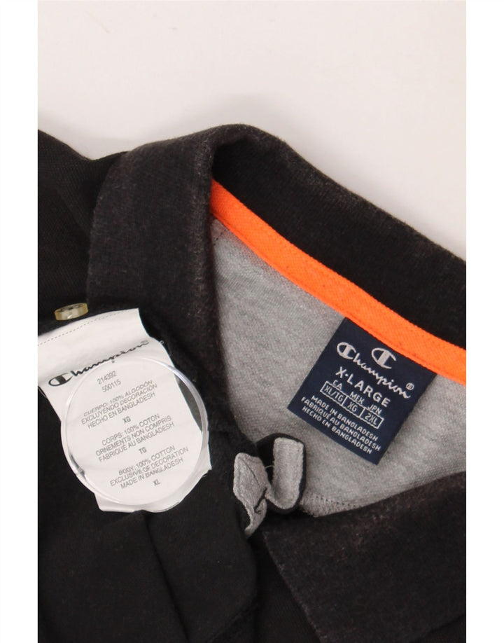 CHAMPION Mens Polo Shirt XL Black Cotton