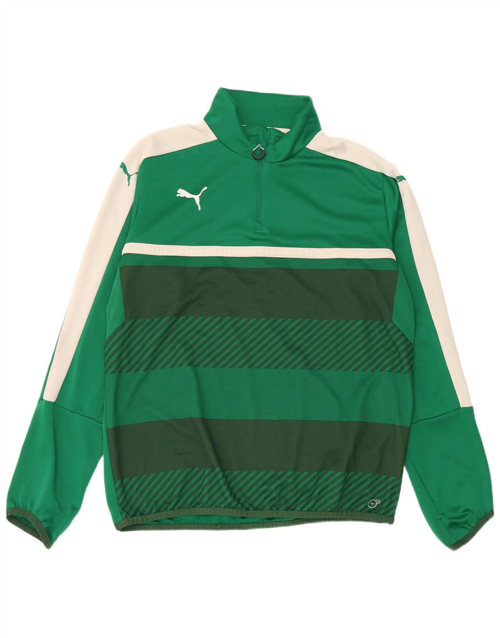Puma Mens Zip Neck Pullover Tracksuit Top XL Green Colourblock Polyester