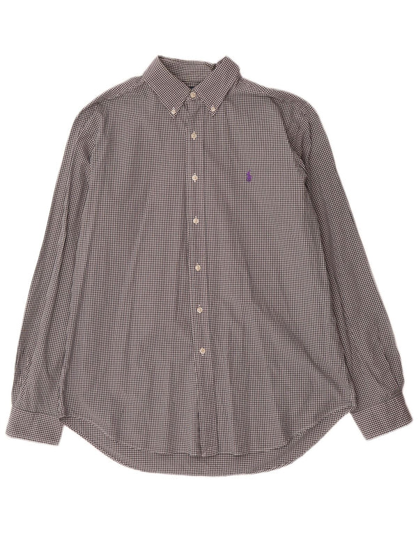 Ralph Lauren Mens Classic Fit Shirt Large Black Gingham Cotton